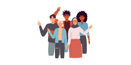 Symbolbild Illustration: Mehrere Bürger und Bürgerinnen in Ihrer Diversität